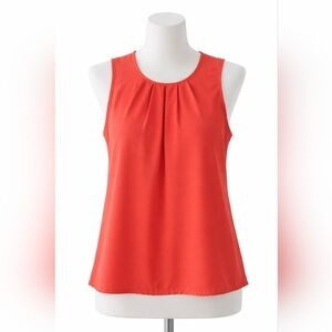 Sleeveless Coral Pleat Front Women's Top